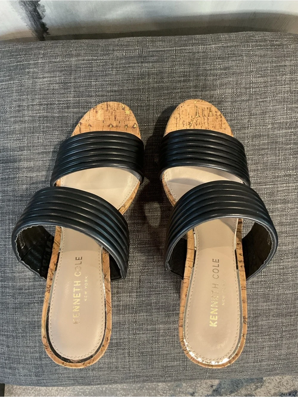 Kenneth Cole New York Cailyn Cork Wedge Sandal in Black - Size 8 (NIB)